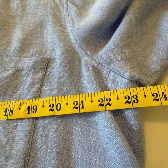 Sigrid Olsen Shirt Light Blue Linen High Low Button Up Size L Beachy, Casual - Picture 7 of 13